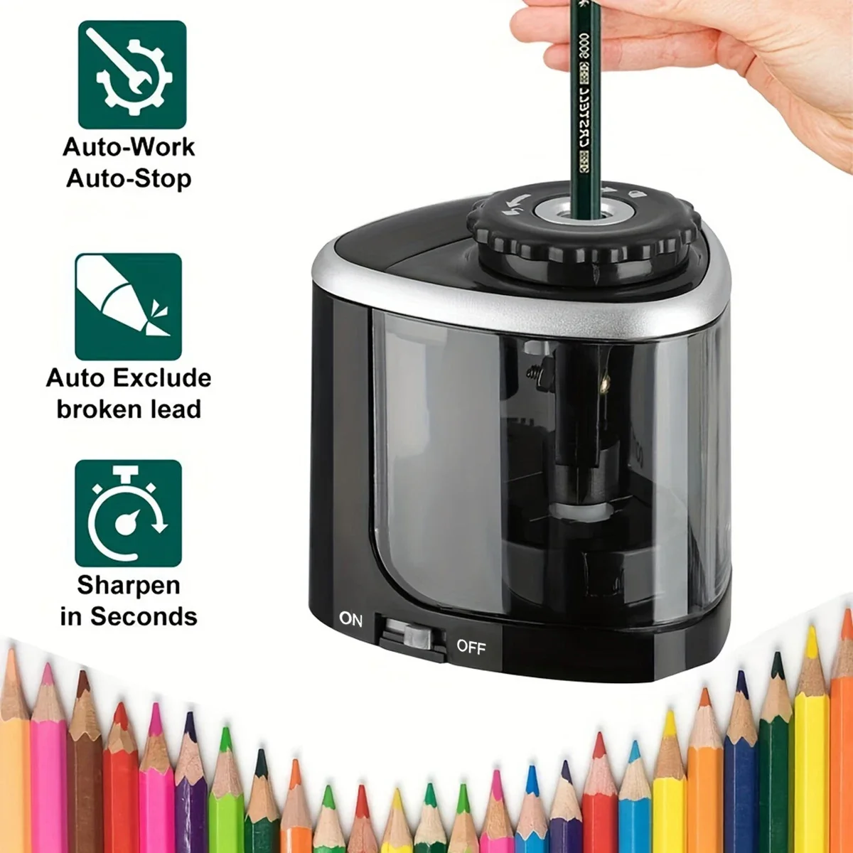 Electric Pencil Sharpener Usb - Elektrischer Desktop-Anspitzer, automatischer Bleistiftspitzer, geeignet für