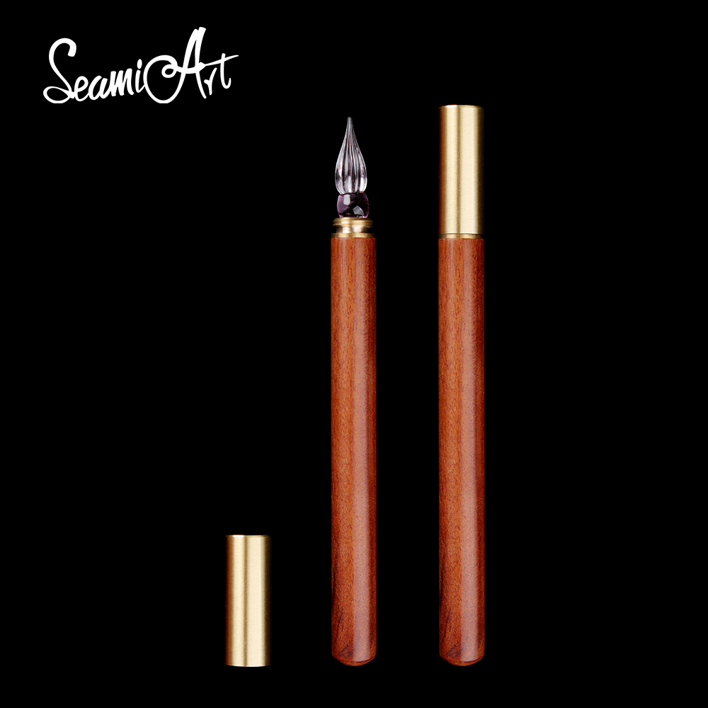 Writing Tools - SeamiArt 1 Stück Glasfederhalter mit Holzgriff
