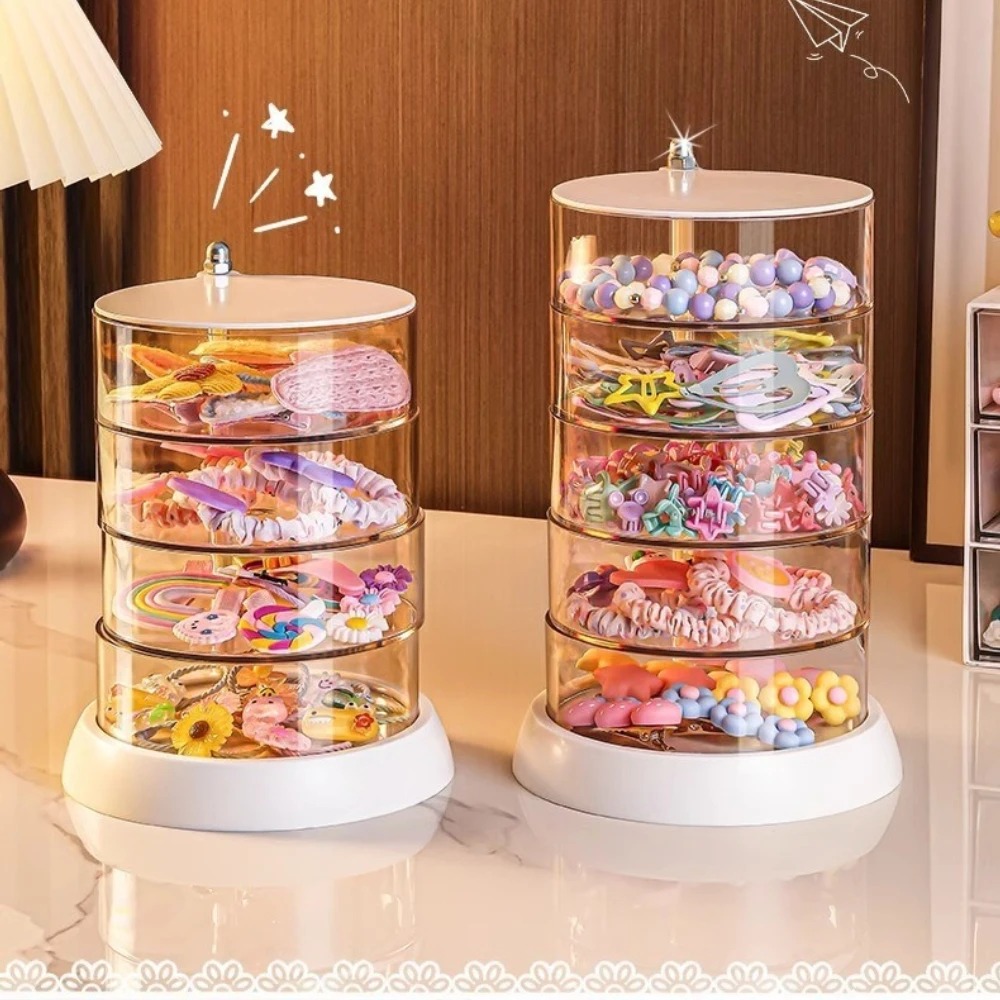 Desk Accessories - 360° Drehbarer Transparenter Haaraccessoire-Organizer Kompakte Kunststoff-Aufbewahrungsbox