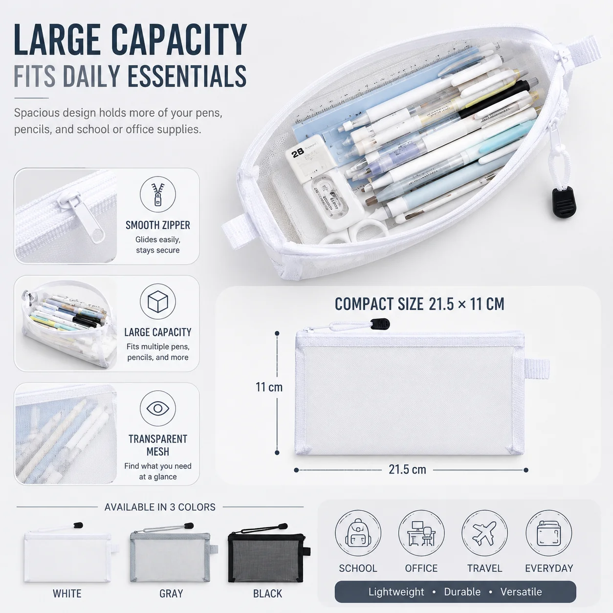 Transparente Netztasche für St – Clear Mesh Pencil Pouch For Exam Bewertung und Preis