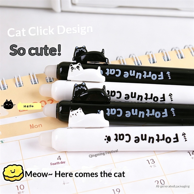 4 Stück Niedliche Katzen-Gelst – Retractable Eraser Pen Click Bewertung und Preis