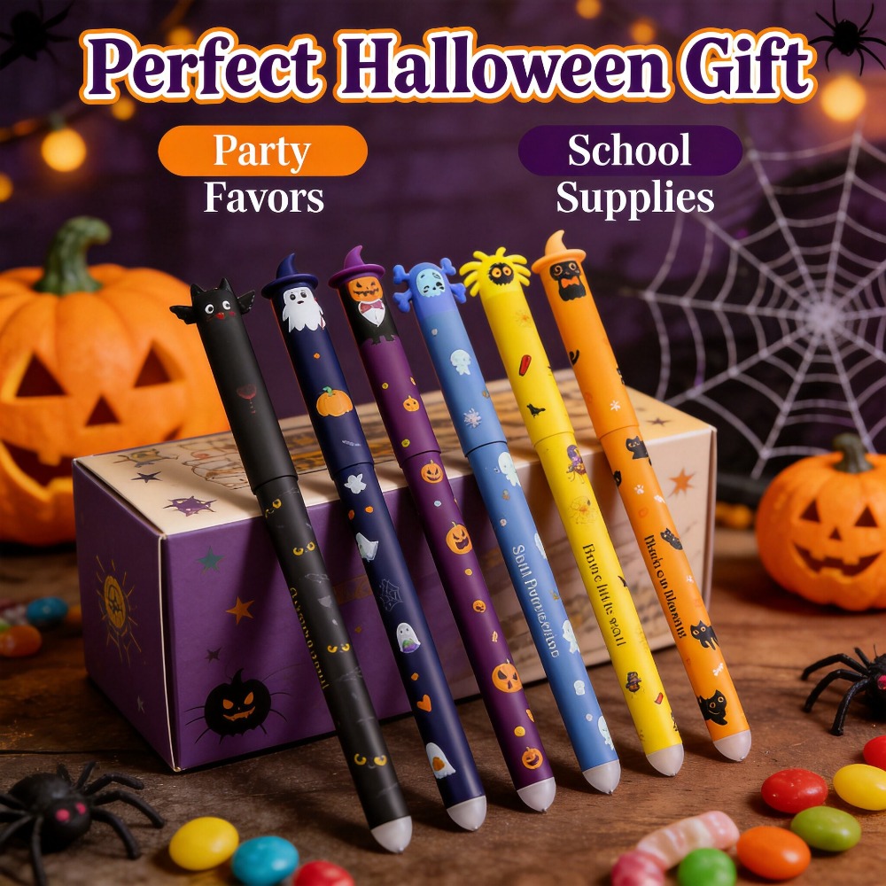 1-6 Stück Halloween löschbare  – Retractable Eraser Pen Click Bewertung und Preis